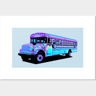 Holographic Purple School Bus Posters and Art